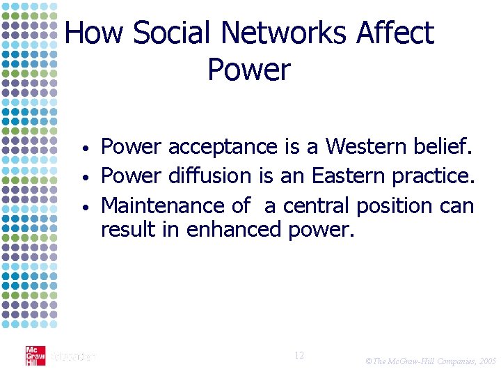 How Social Networks Affect Power • • • Power acceptance is a Western belief.