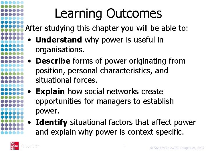 Learning Outcomes After studying this chapter you will be able to: • Understand why