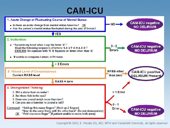 CAM-ICU Copyright © 2002, E. Wesley Ely, MD, MPH and Vanderbilt University, all rights