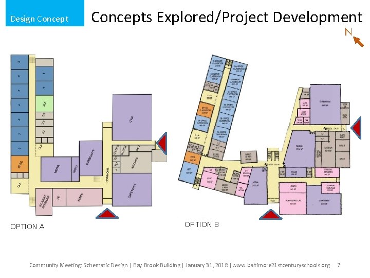  Design Concepts Explored/Project Development N OPTION A OPTION B Community Meeting: Schematic Design
