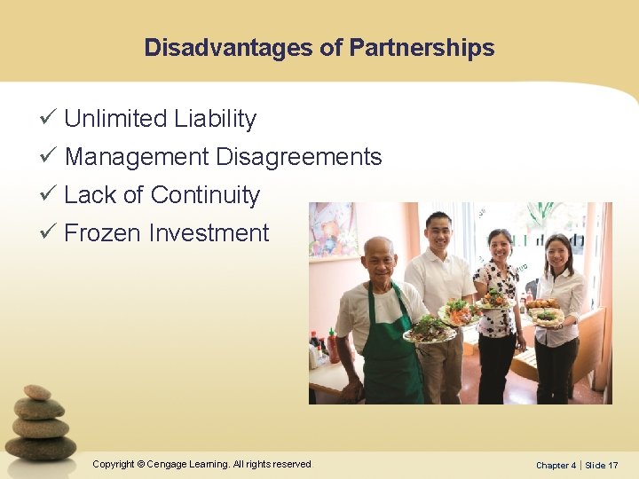 Disadvantages of Partnerships ü Unlimited Liability ü Management Disagreements ü Lack of Continuity ü