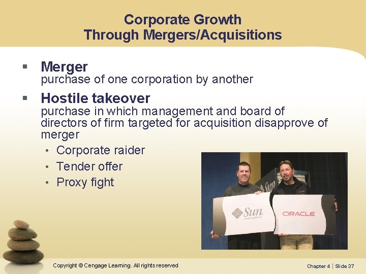 Corporate Growth Through Mergers/Acquisitions § Merger purchase of one corporation by another § Hostile
