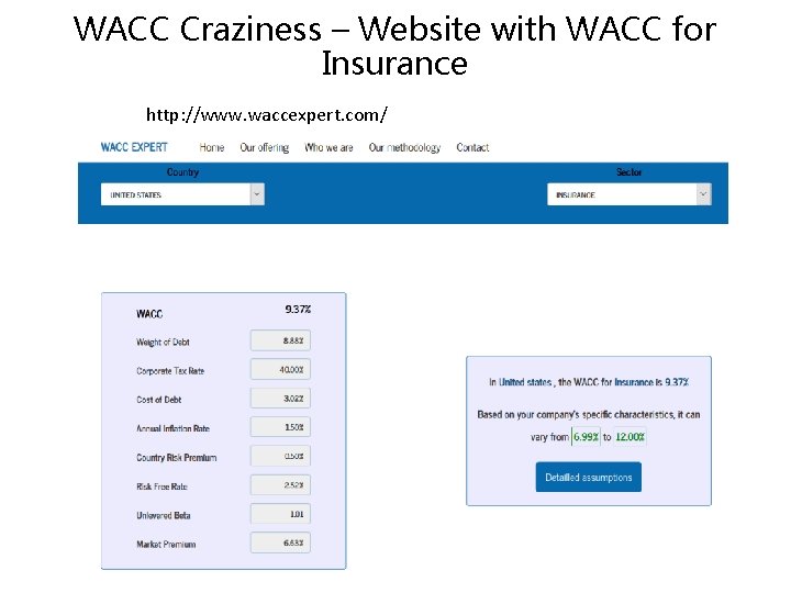 WACC Craziness – Website with WACC for Insurance http: //www. waccexpert. com/ 