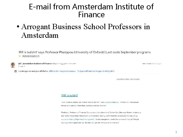E-mail from Amsterdam Institute of Finance • Arrogant Business School Professors in Amsterdam 3