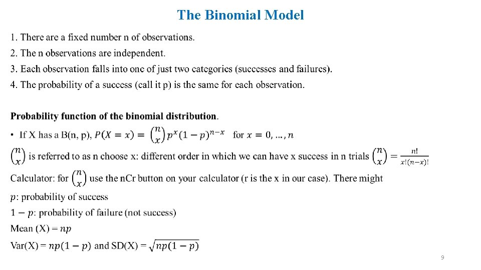 The Binomial Model • 9 