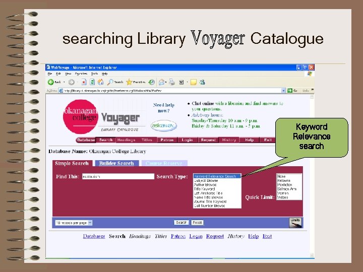 searching Library Catalogue Keyword Relevance search 