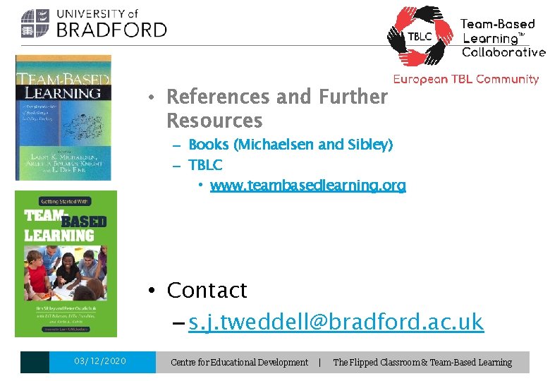  • References and Further Resources – Books (Michaelsen and Sibley) – TBLC •