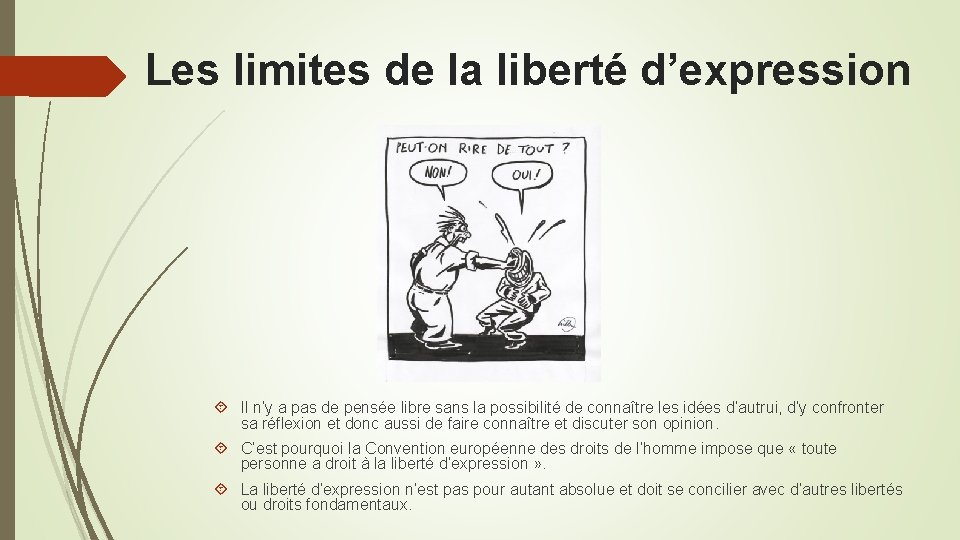 Les limites de la liberté d’expression Il n’y a pas de pensée libre sans