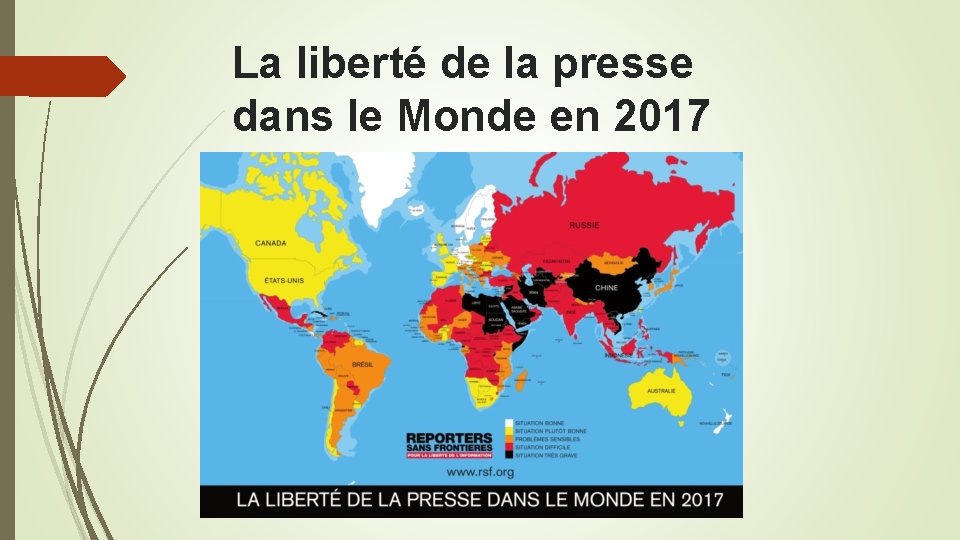 La liberté de la presse dans le Monde en 2017 