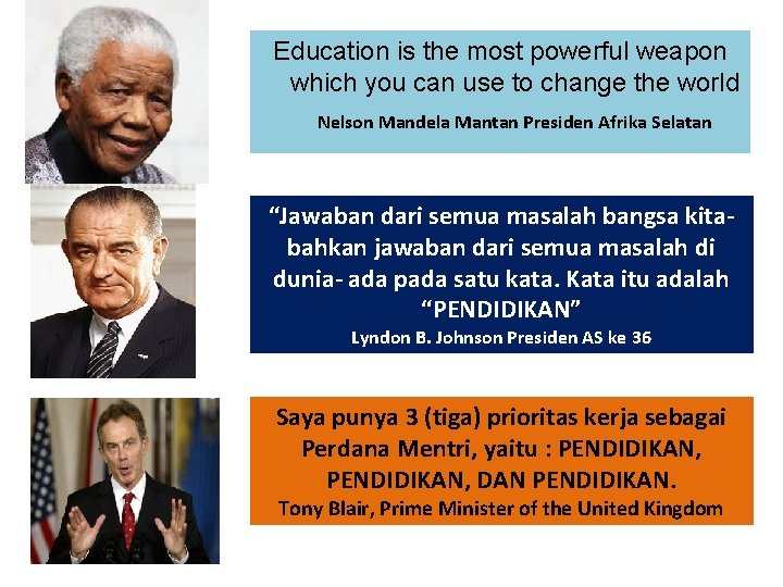 Education is the most powerful weapon which you can use to change the world