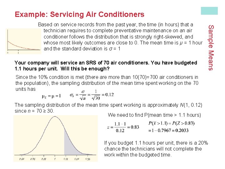 Example: Servicing Air Conditioners Your company will service an SRS of 70 air conditioners.