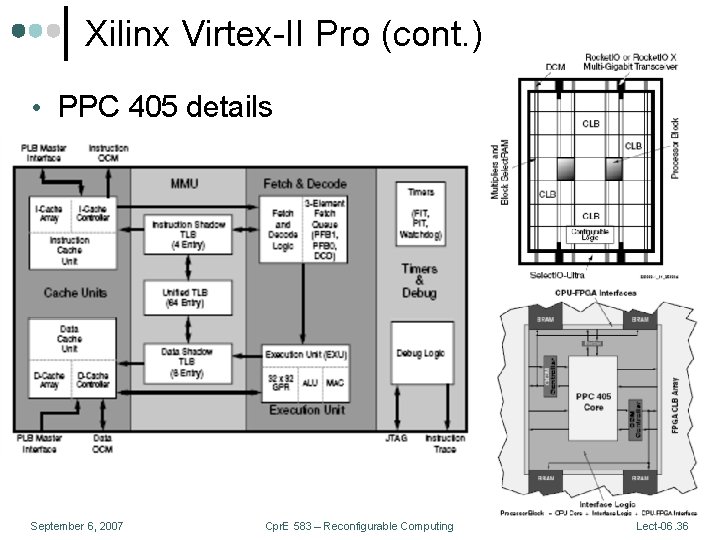 Xilinx Virtex-II Pro (cont. ) • PPC 405 details September 6, 2007 Cpr. E