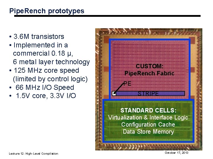 Pipe. Rench prototypes • 3. 6 M transistors • Implemented in a commercial 0.