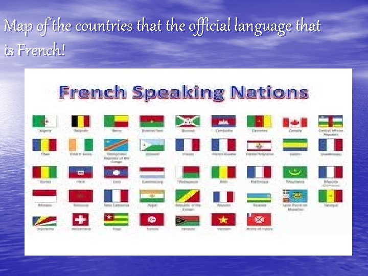Map of the countries that the official language that is French! 