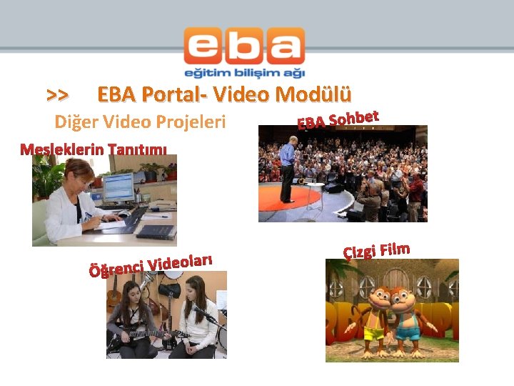 >> EBA Portal- Video Modülü Diğer Video Projeleri EBA Sohbe t Mesleklerin Tanıtımı eol