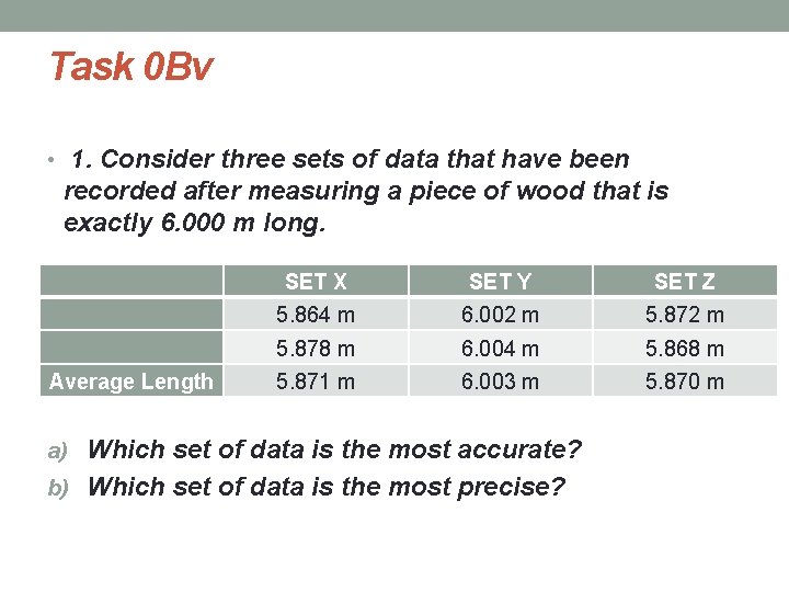 Task 0 Bv • 1. Consider three sets of data that have been recorded