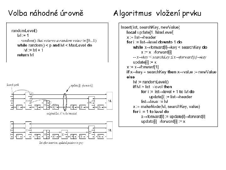 Volba náhodné úrovně Algoritmus vložení prvku 