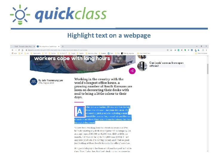Highlight text on a webpage 
