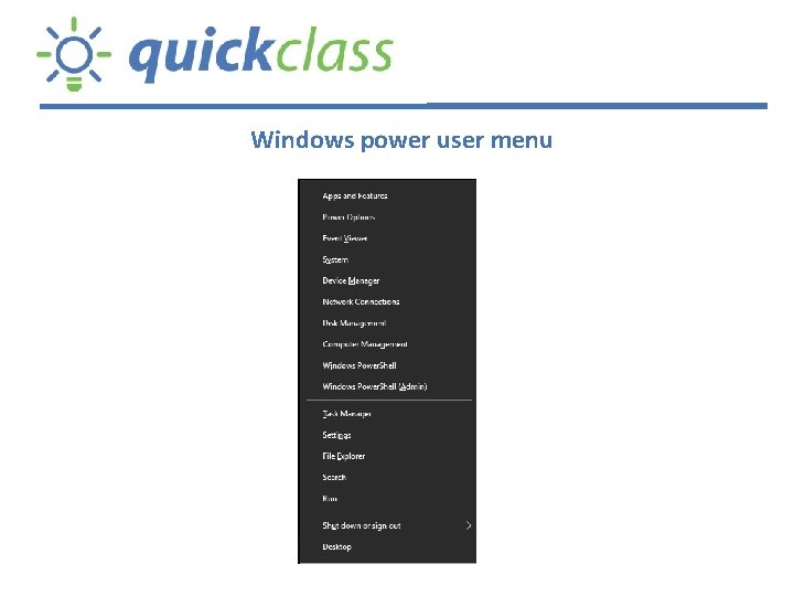 Windows power user menu 