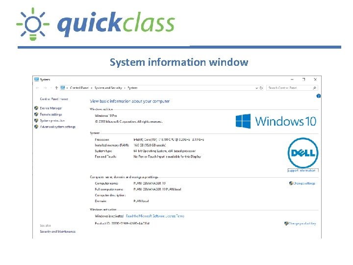 System information window 