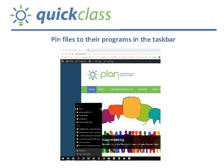 Pin files to their programs in the taskbar 