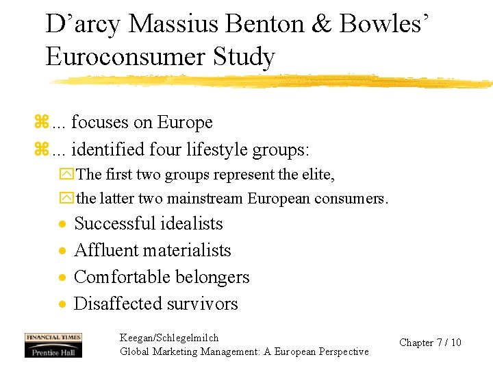 D’arcy Massius Benton & Bowles’ Euroconsumer Study z. . . focuses on Europe z.