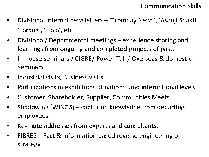 Communication Skills • • • Divisional internal newsletters – ‘Trombay News’, ‘Asanji Shakti’, ‘Tarang’,
