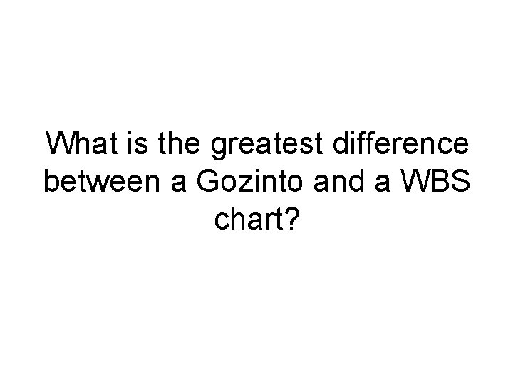 What is the greatest difference between a Gozinto and a WBS chart? 