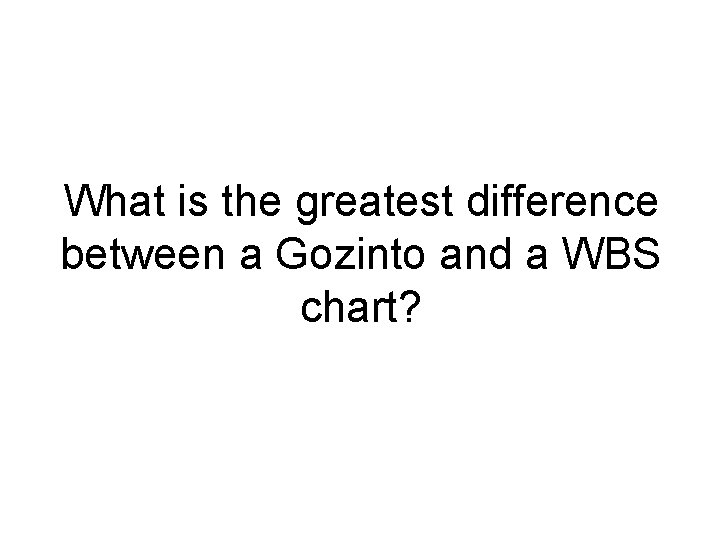 What is the greatest difference between a Gozinto and a WBS chart? 