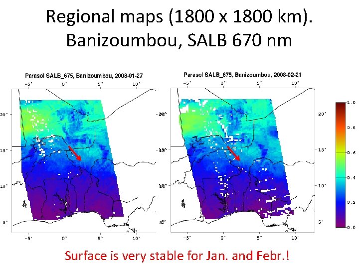 Regional maps (1800 x 1800 km). Banizoumbou, SALB 670 nm Bern, July 15 -19,