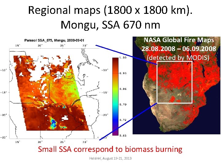 Regional maps (1800 x 1800 km). Mongu, SSA 670 nm NASA Global Fire Maps