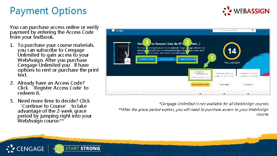 Payment Options You can purchase access online or verify payment by entering the Access