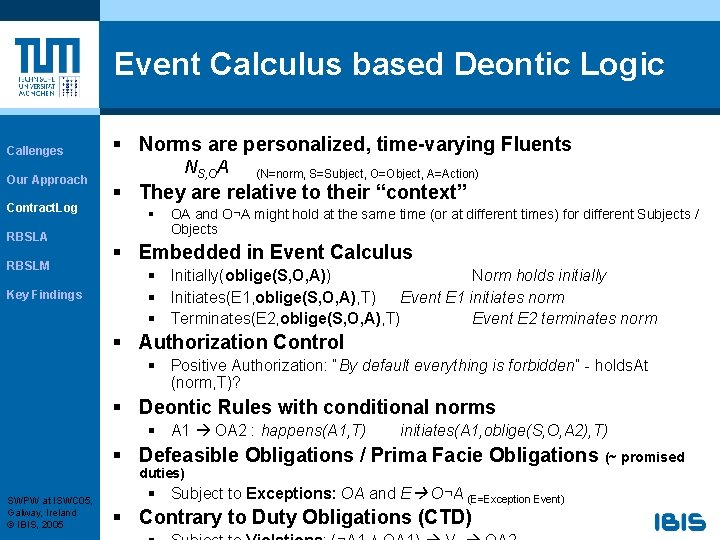 Event Calculus based Deontic Logic Callenges Our Approach Contract. Log RBSLA RBSLM Key Findings