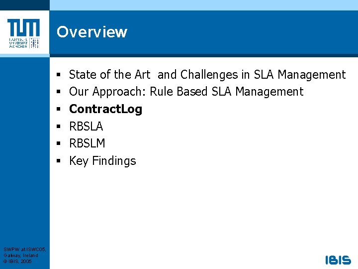 Overview § § § SWPW at ISWC 05, Galway, Ireland © IBIS, 2005 State