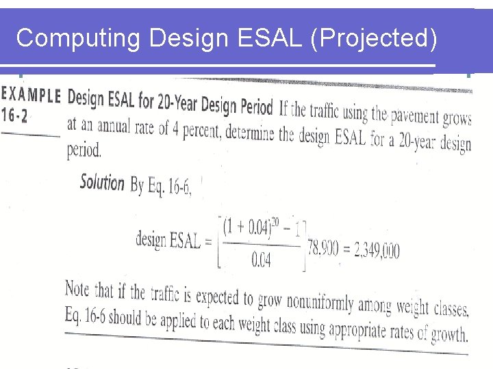 Computing Design ESAL (Projected) 