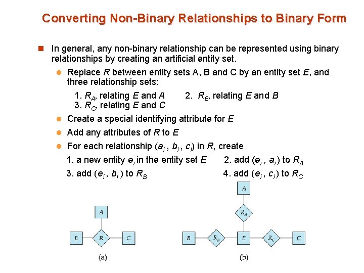 Converting Non-Binary Relationships to Binary Form n In general, any non-binary relationship can be Converting Non-Binary Relationships to Binary Form n In general, any non-binary relationship can be