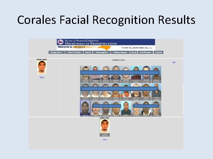 Corales Facial Recognition Results 