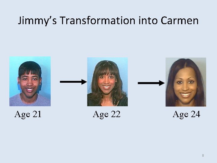 Jimmy’s Transformation into Carmen Age 21 Age 22 Age 24 8 