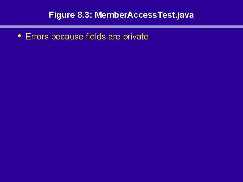 Figure 8. 3: Member. Access. Test. java • Errors because fields are private Figure 8. 3: Member. Access. Test. java • Errors because fields are private