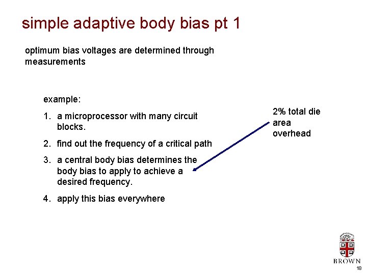 simple adaptive body bias pt 1 optimum bias voltages are determined through measurements example: