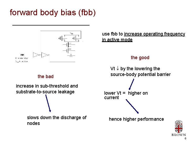 forward body bias (fbb) use fbb to increase operating frequency in active mode the