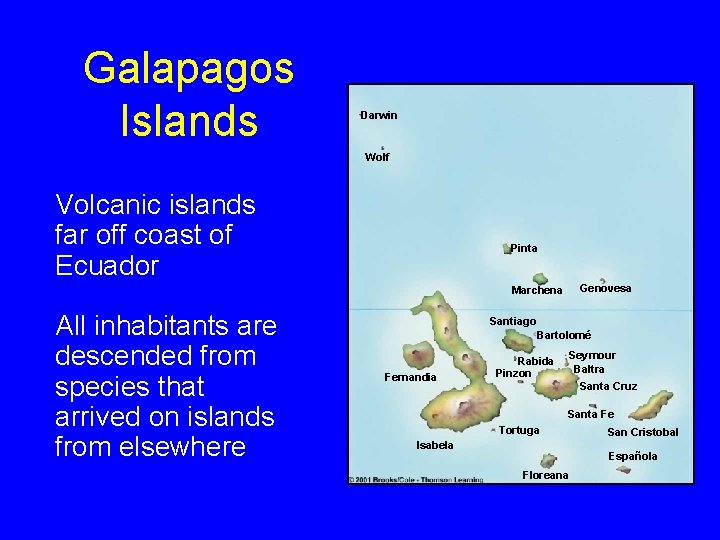 Galapagos Islands Darwin Wolf Volcanic islands far off coast of Ecuador Pinta Genovesa Marchena