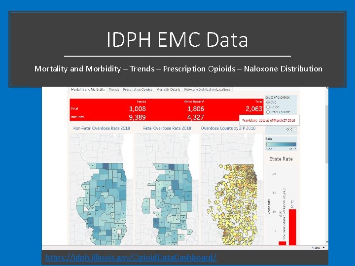 IDPH EMC Data Mortality and Morbidity – Trends – Prescription Opioids – Naloxone Distribution