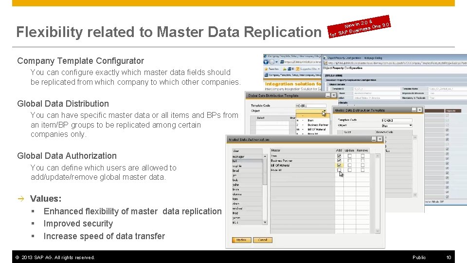 Flexibility related to Master Data Replication 2. 0 & New in ss One 9.