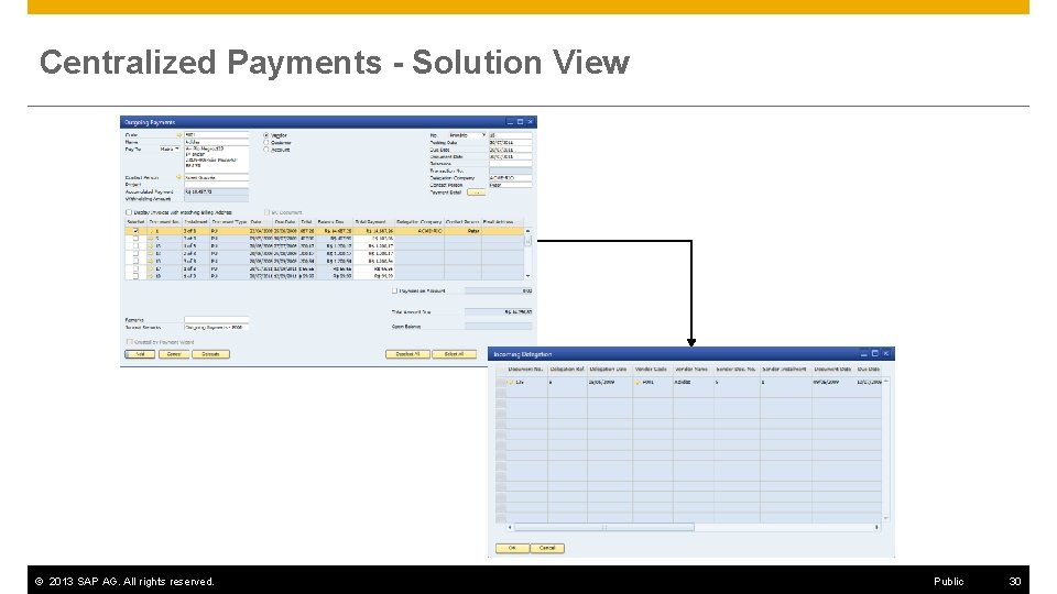 Centralized Payments - Solution View © 2013 SAP AG. All rights reserved. Public 30