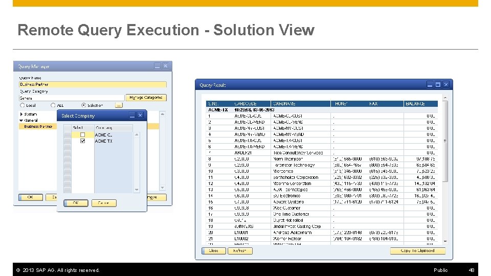 Remote Query Execution - Solution View © 2013 SAP AG. All rights reserved. Public