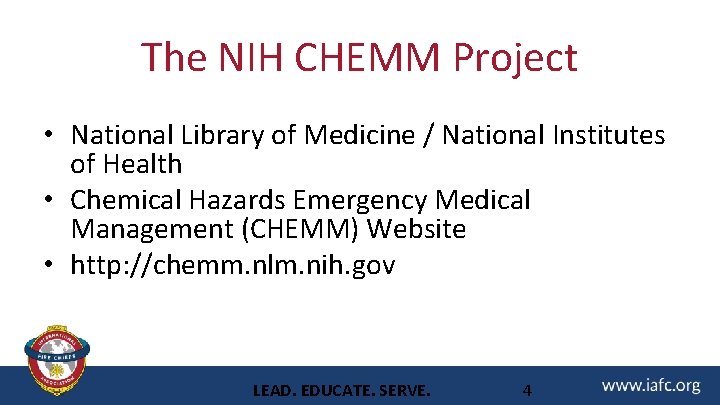 The NIH CHEMM Project • National Library of Medicine / National Institutes of Health