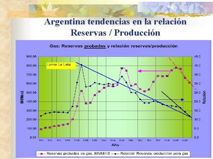 Argentina tendencias en la relación Reservas / Producción 