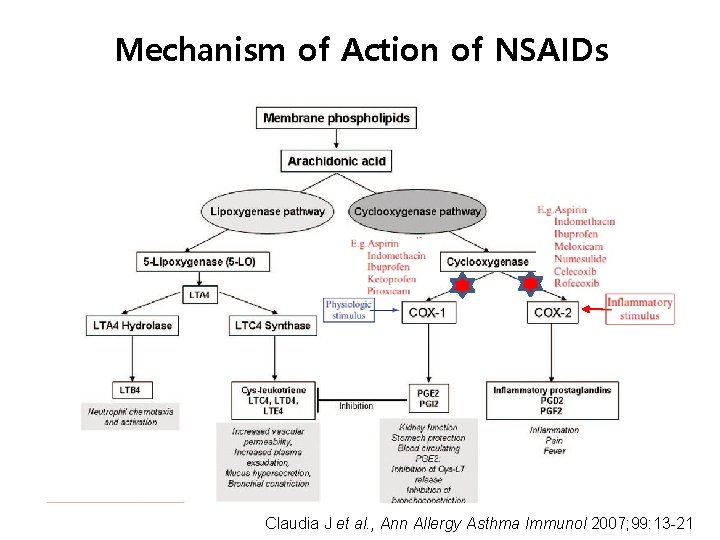 Mechanism of Action of NSAIDs Claudia J et al. , Ann Allergy Asthma Immunol