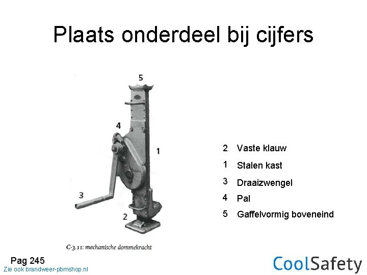 Plaats onderdeel bij cijfers Pag 245 Zie ook brandweer-pbmshop. nl 2 Vaste klauw 1